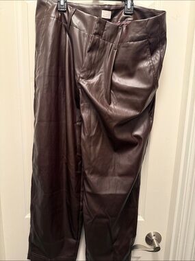 Faux Leather Pants - Dark Brown